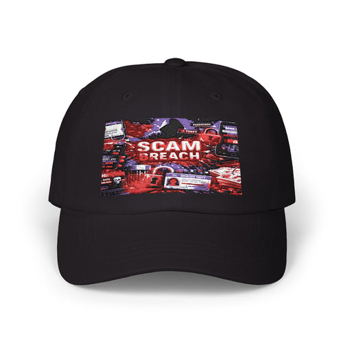 Dad Cap with 'SCAM BREACH' Retro Distressed Graphic