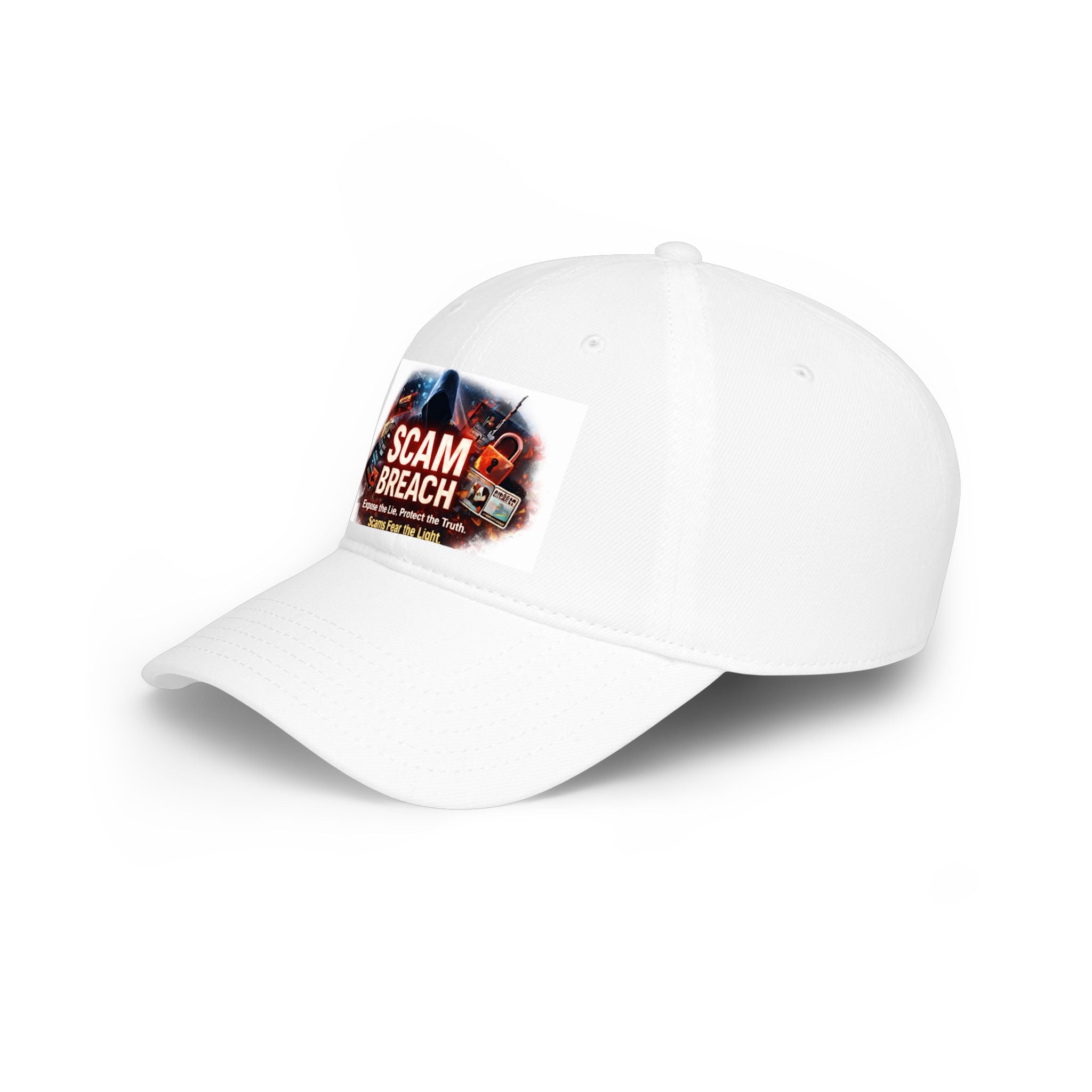 Low Profile Baseball Cap — 'SCAM BREACH' Cybersecurity Alert Hat