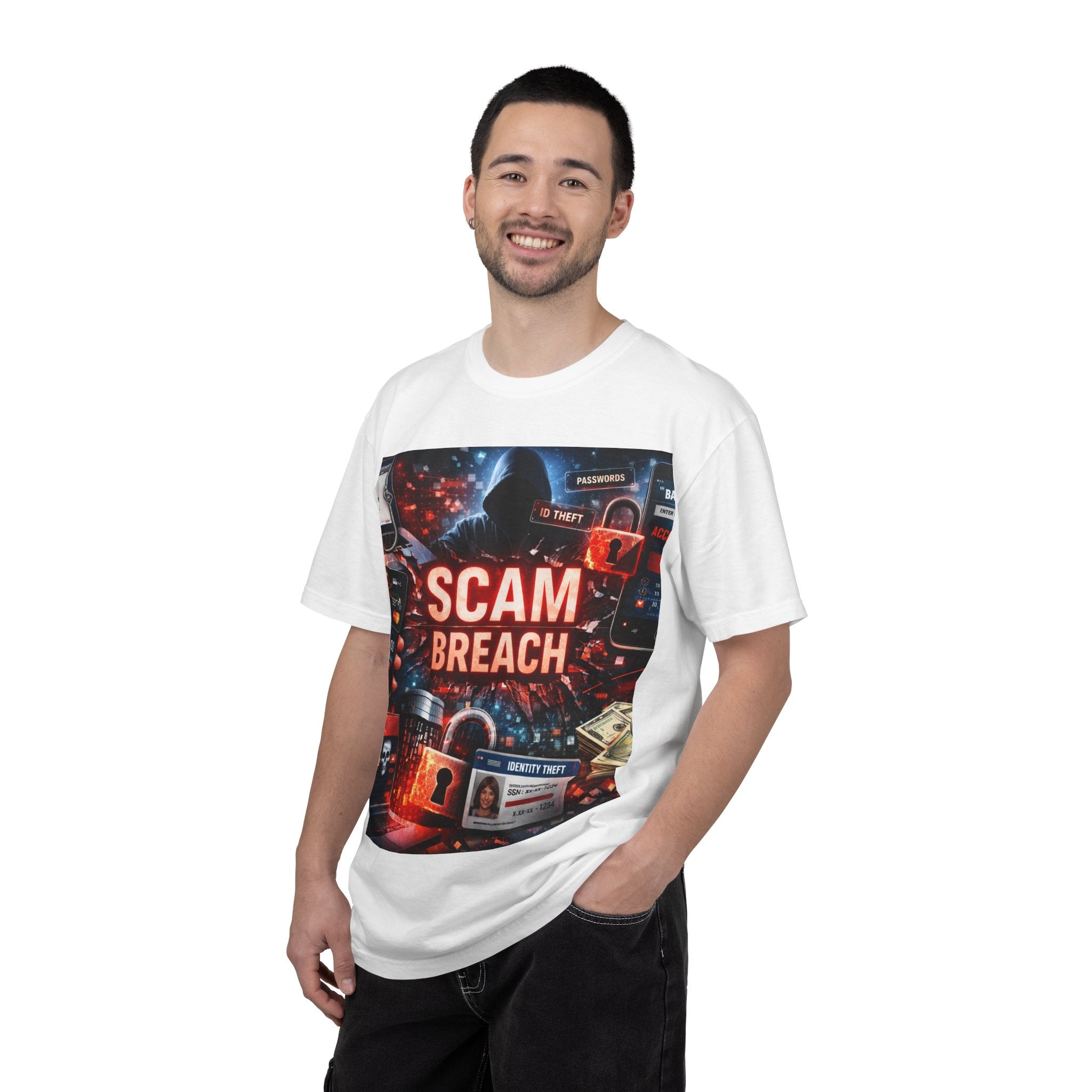 Scam Breach Graphic Tee — Cybersecurity Hacker Warning T-Shirt