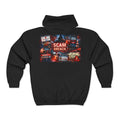 Scam Breach Graphic Zip-Up Hoodie — Cybersecurity Awareness Hooded Sweatshirt