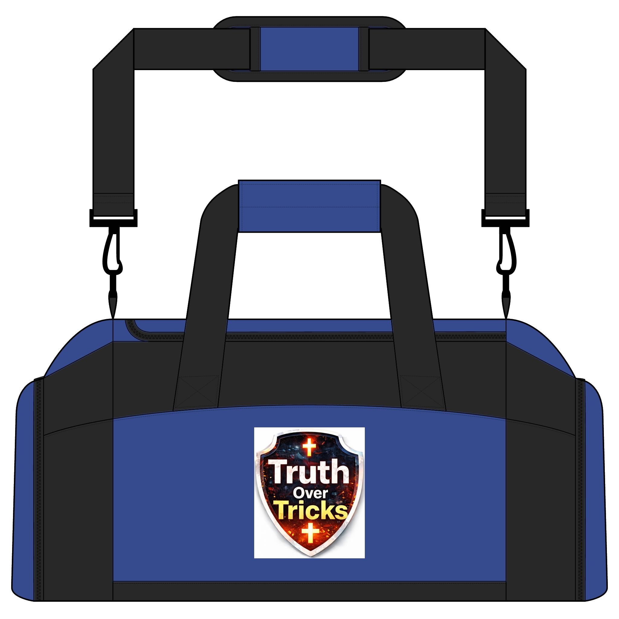 Truth Over Tricks Shield Gym Bag — Christian Motivational Sports Duffel