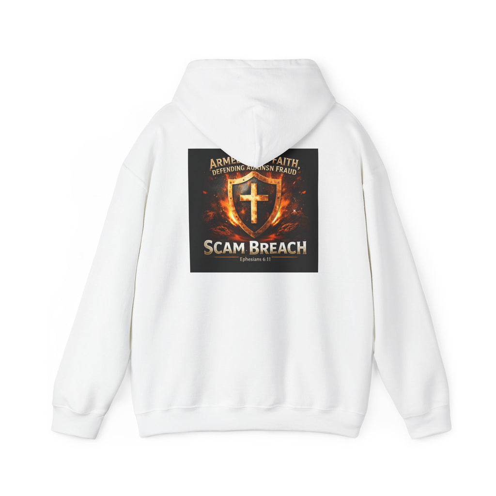 Scam Breach Faith Hoodie – 'Armored by Faith' Christian Shield Pullover