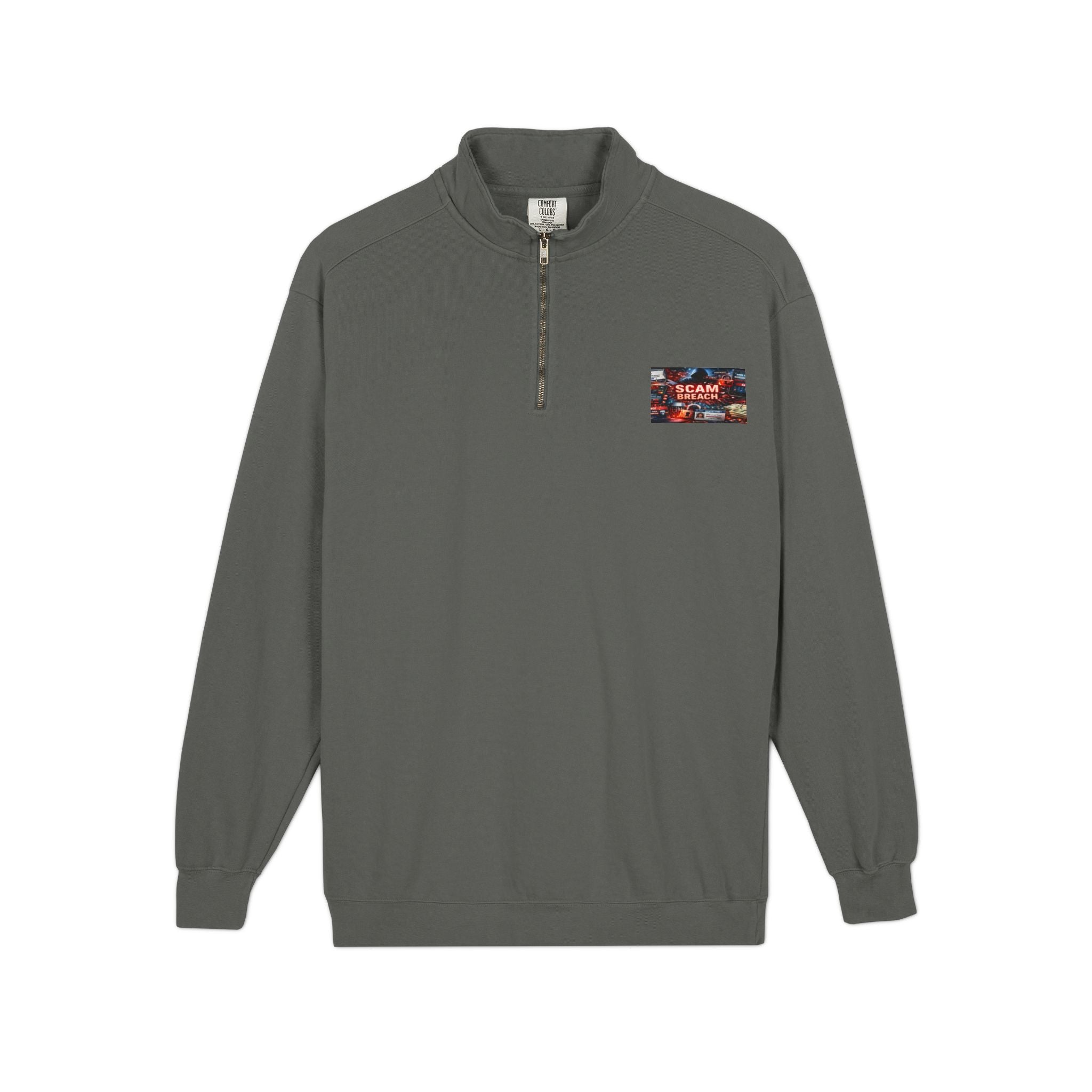 Quarter-Zip Sweatshirt — "Scam Breach" Cybersecurity Graphic