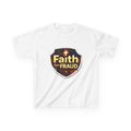 Kids Tee — "Faith Over Fraud" Shield Christian Graphic Shirt