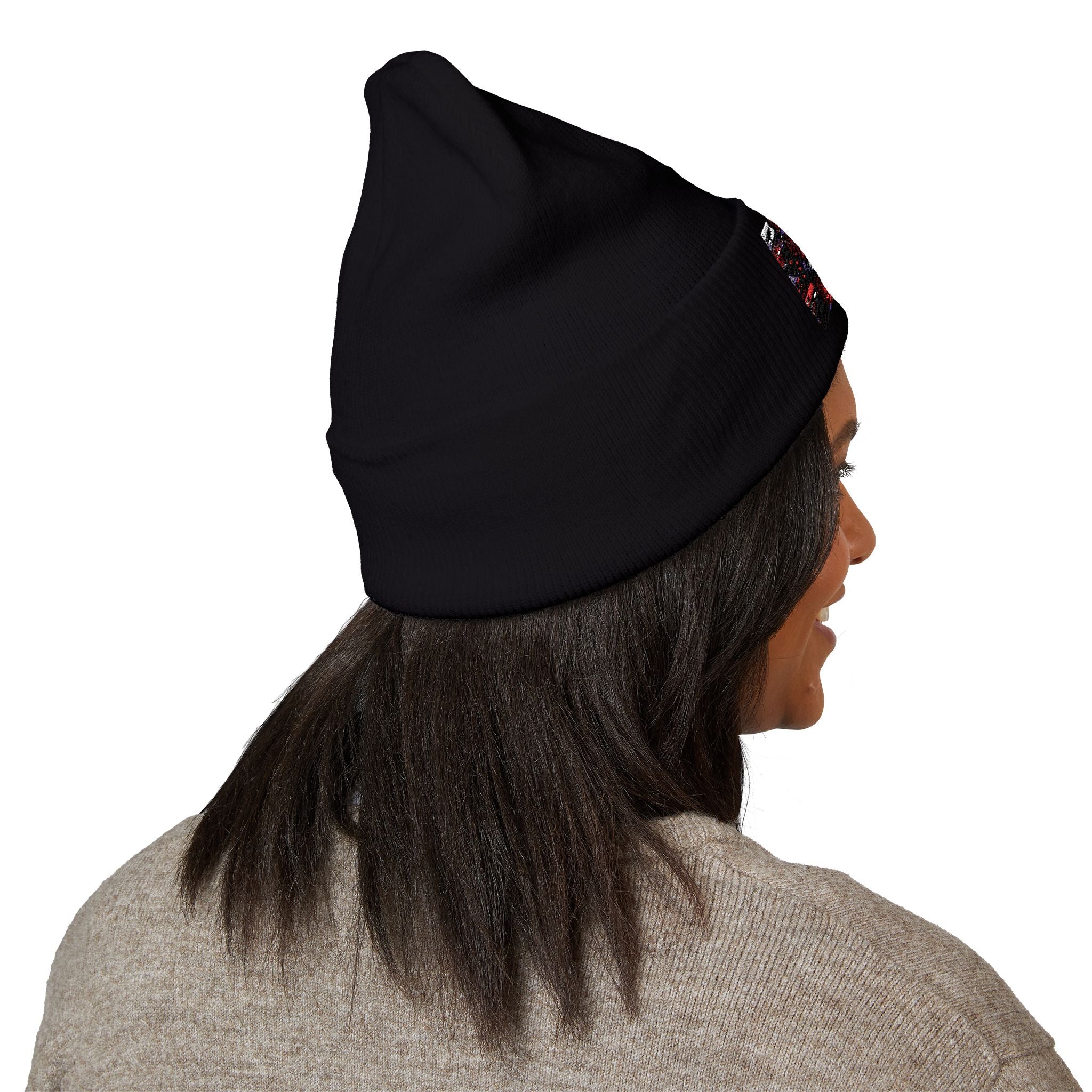 Embroidered 'Scarf Weather' Cuffed Beanie — Cozy Winter Knit Hat