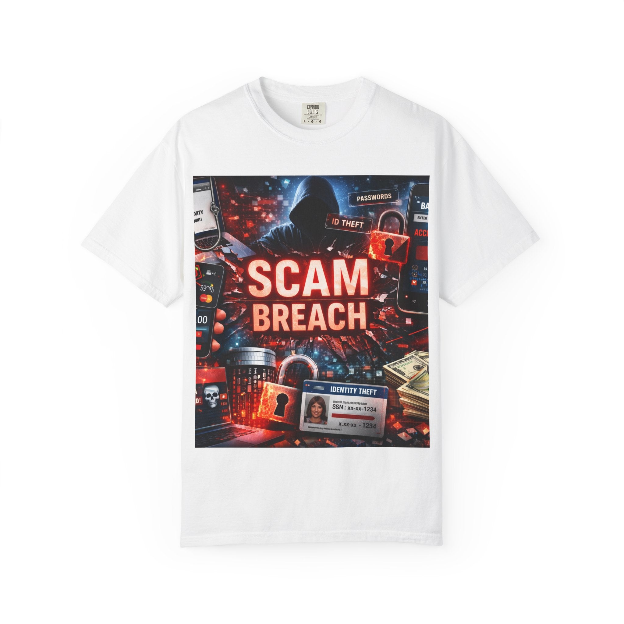 Scam Breach Graphic Tee — Cybersecurity Hacker Warning T-Shirt