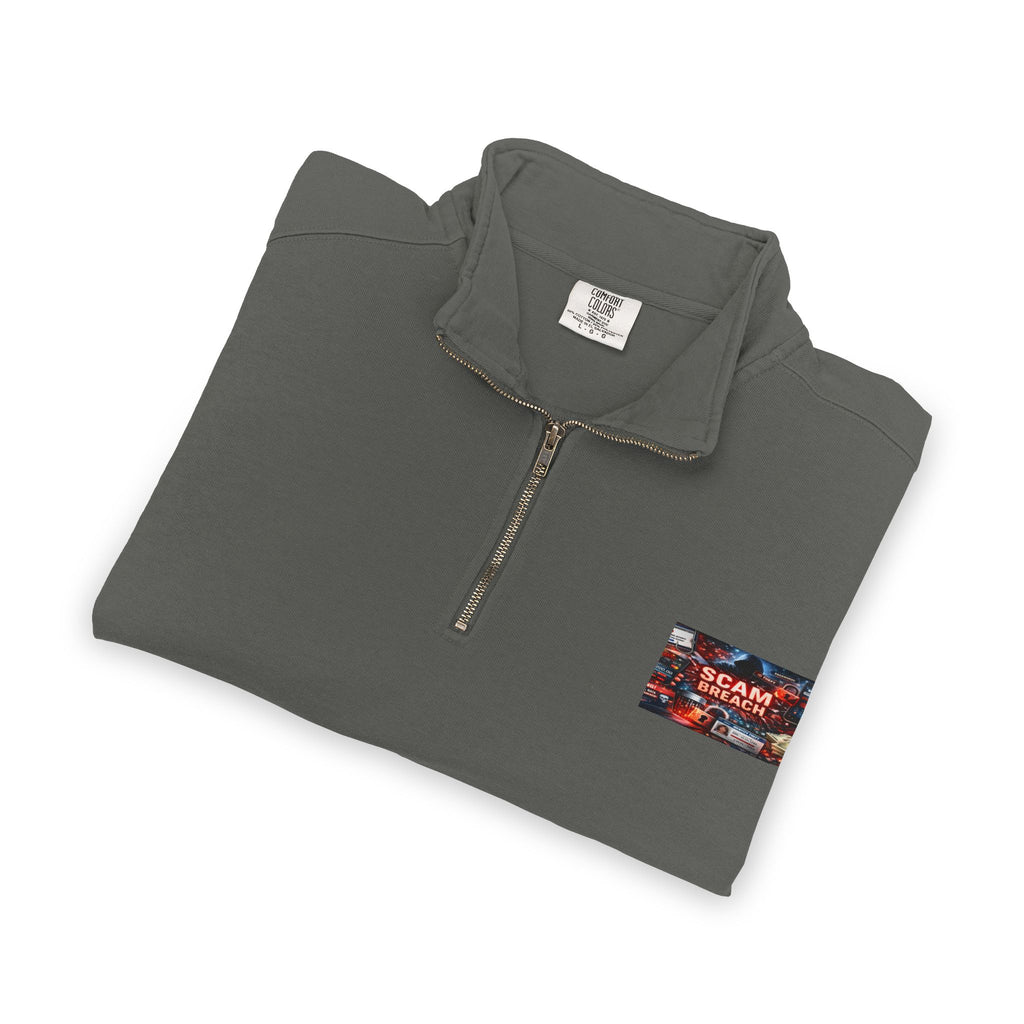 Quarter-Zip Sweatshirt — "Scam Breach" Cybersecurity Graphic