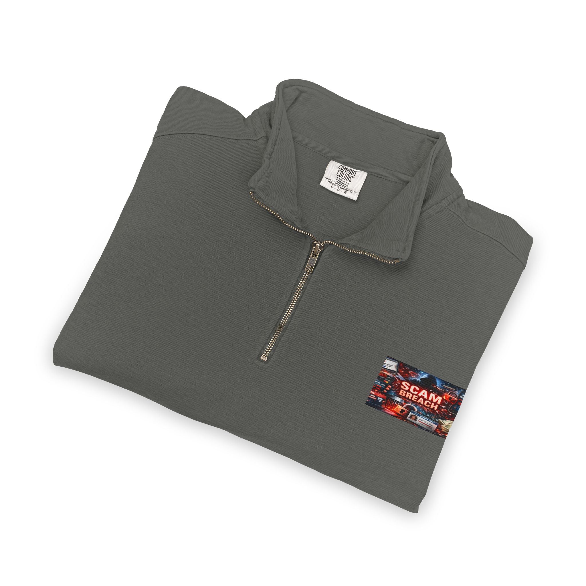 Quarter-Zip Sweatshirt — "Scam Breach" Cybersecurity Graphic