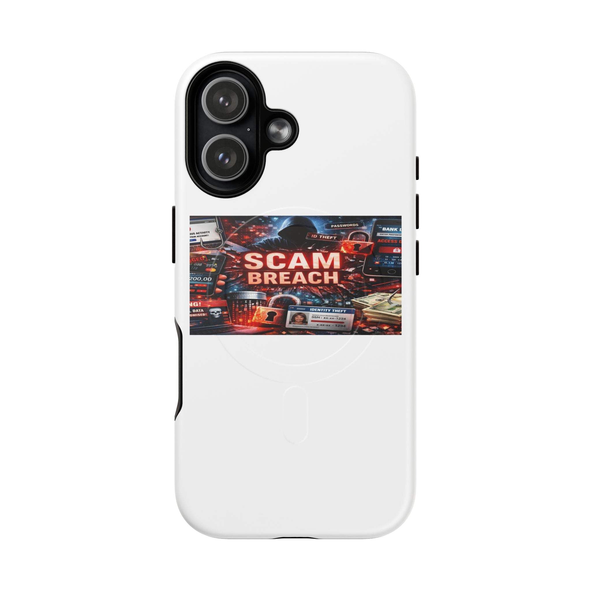 Tough Magnetic Phone Case — 'Scam Breach' Cybersecurity Graphic